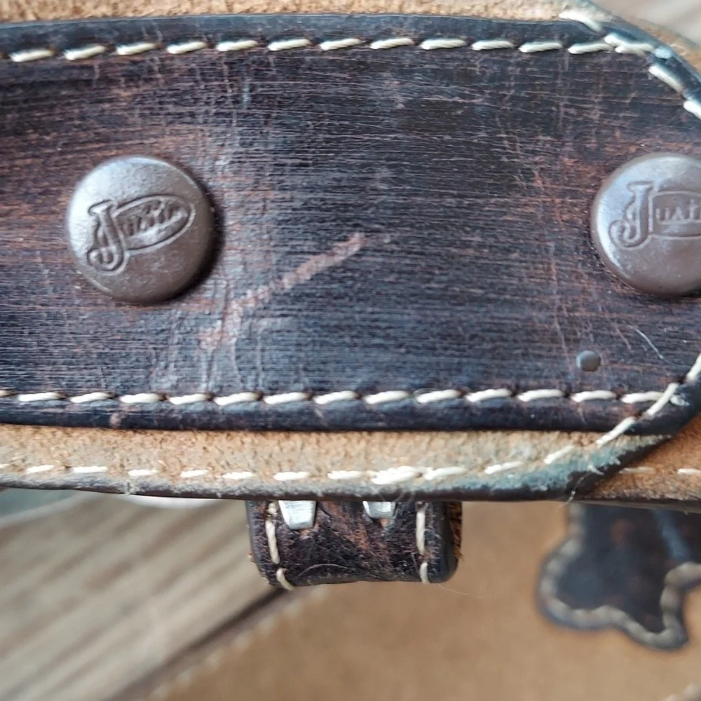Justin Western Leather Belt With Longhorn Buckle